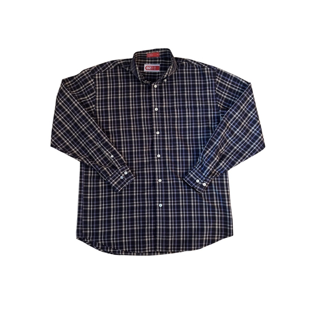 Y2K EZS by Haggar Men's Dark Blue Checkered SK8R Shirt